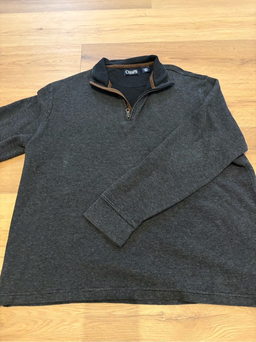 Chaps 100% Cotton dark gray quarter-zip pullover sweater Men’s XL EUC